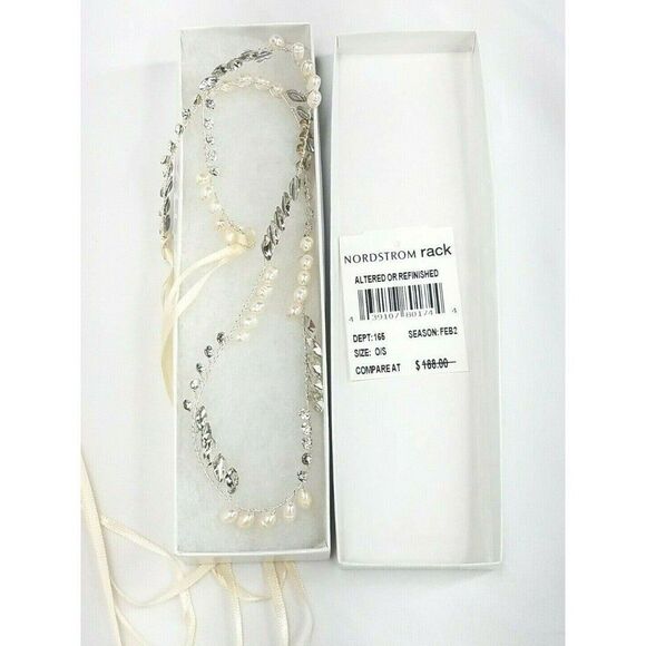 Brides & Hairpins India Full Halo Nordstrom Pearl Swarvoski Crystal Wedding Hair main image 4